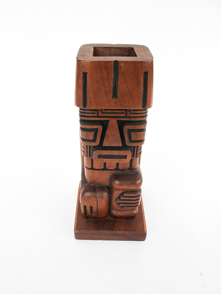 Midcentury Palm Springs Carved Wood Tiki Holder