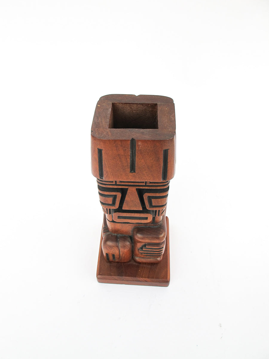 Midcentury Palm Springs Carved Wood Tiki Holder