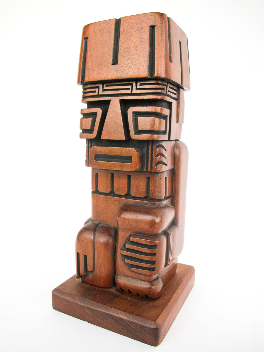 Midcentury Palm Springs Carved Wood Tiki Holder