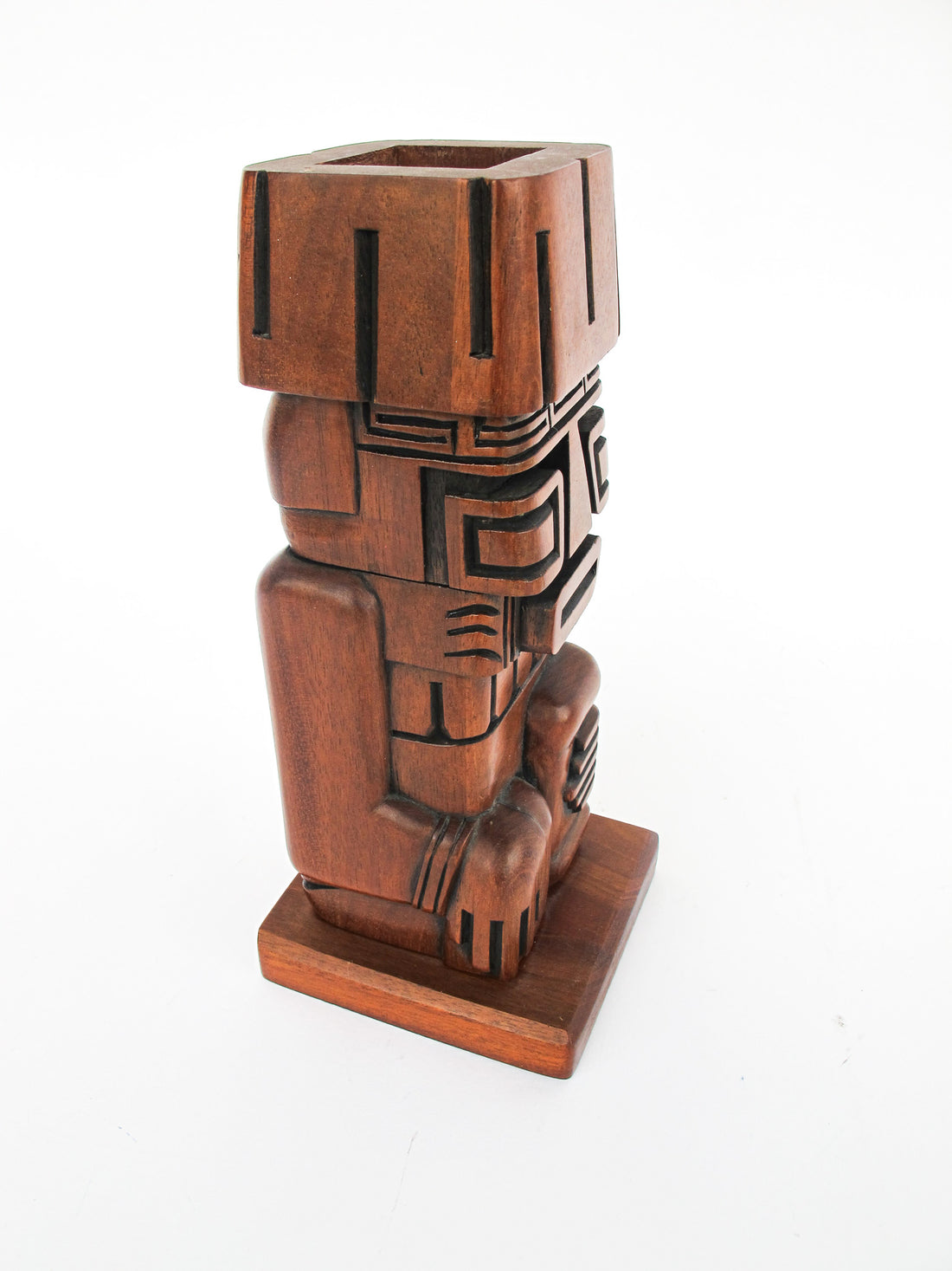 Midcentury Palm Springs Carved Wood Tiki Holder