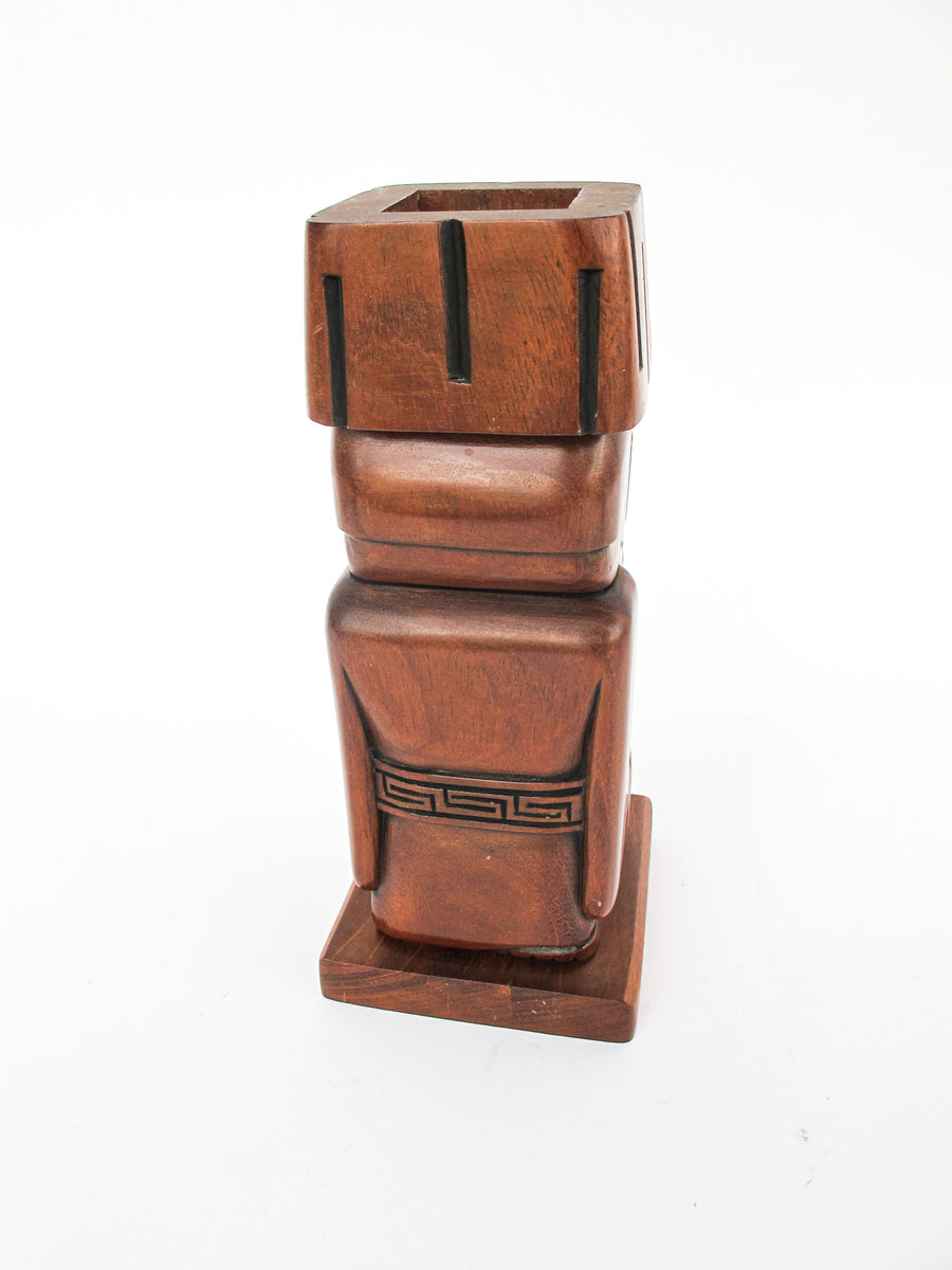 Midcentury Palm Springs Carved Wood Tiki Holder