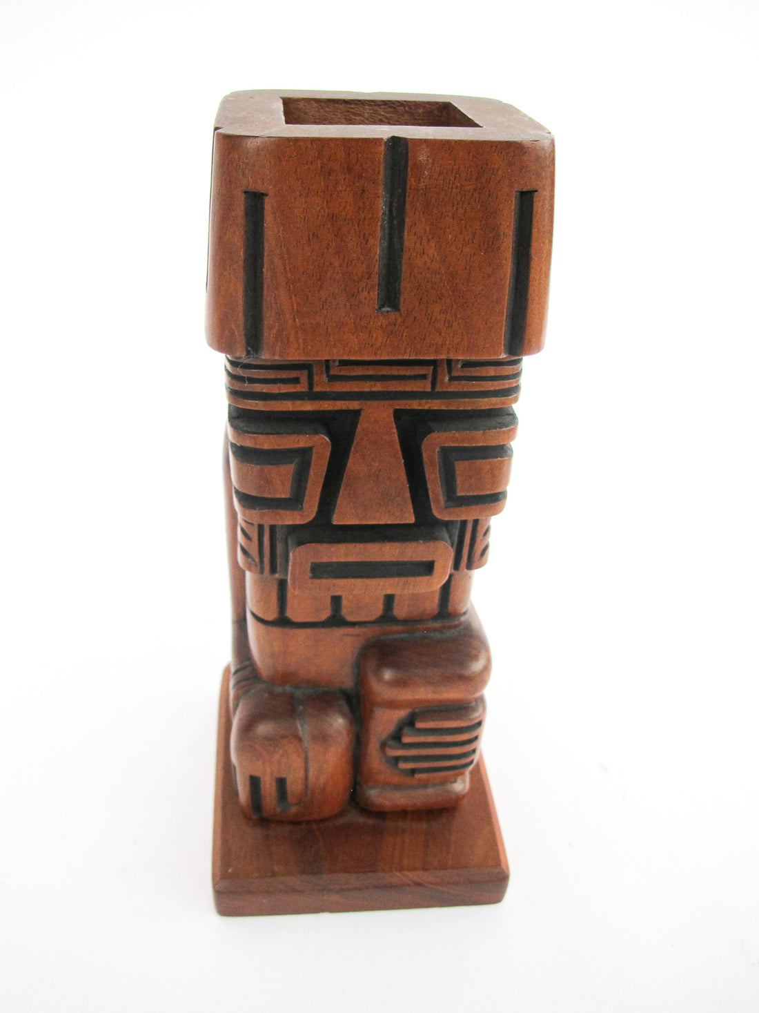 Midcentury Palm Springs Carved Wood Tiki Holder