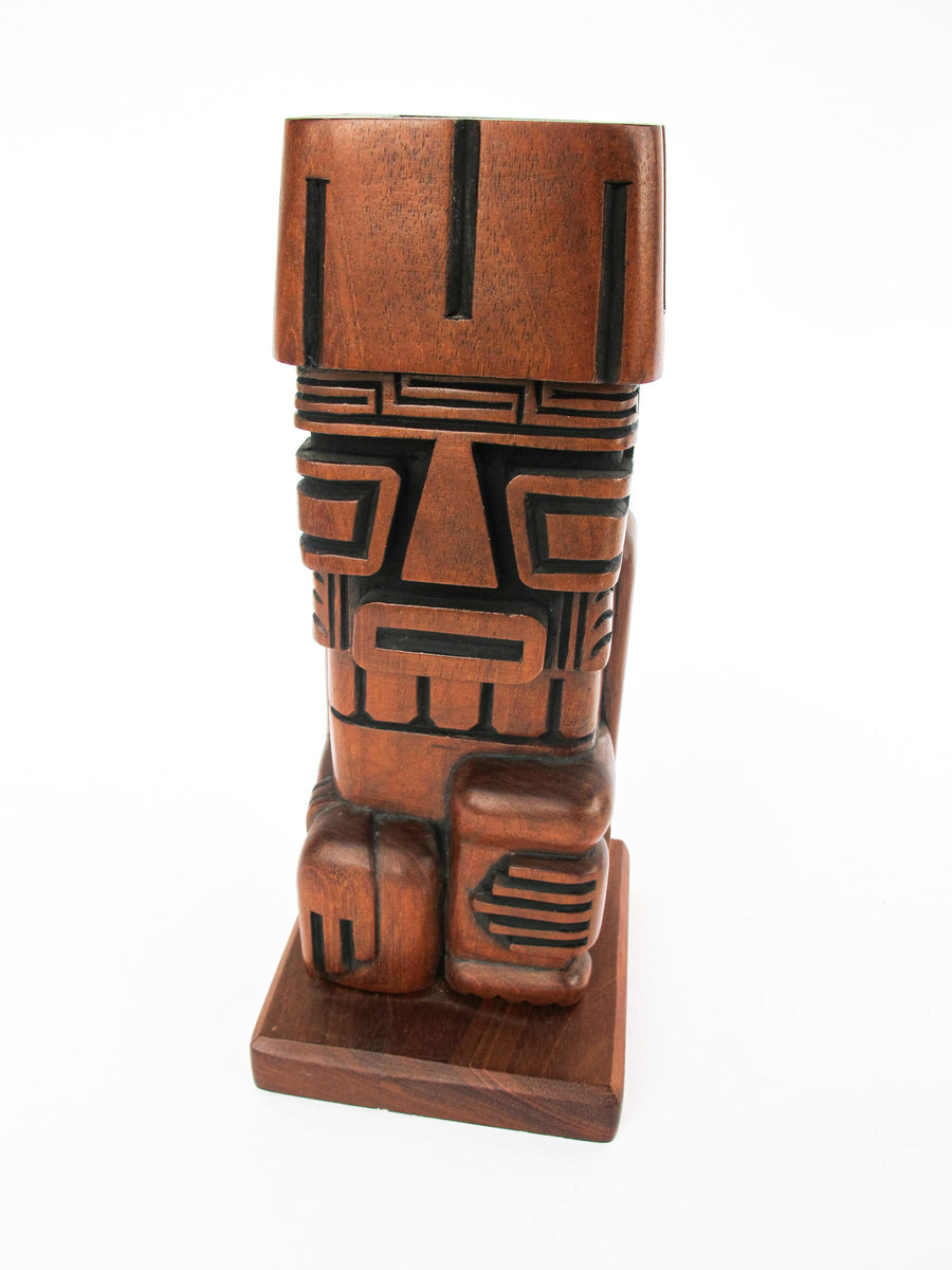 Midcentury Palm Springs Carved Wood Tiki Holder