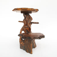 Brutalist Carved Wood 3 Tier Plant Stand Shelf Made in Taiwan 1939