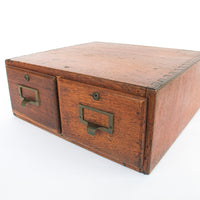 Two Drawer Wood Index Antique Cabinet Card Catalog
