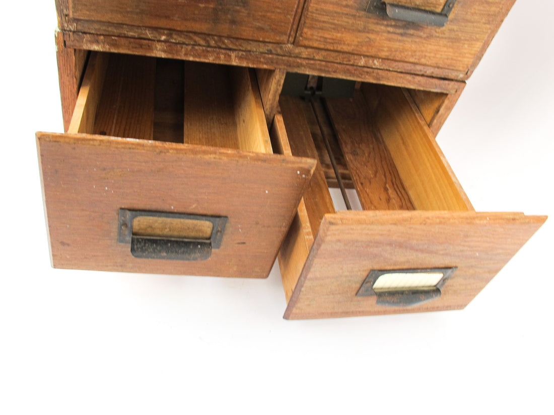 Four Drawer Wood Index Cabinet Card Catalog