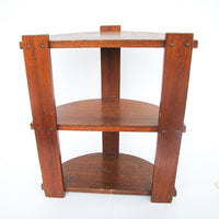 3 Tier Half Moon Arts and Crafts Wood Side Table Shelf