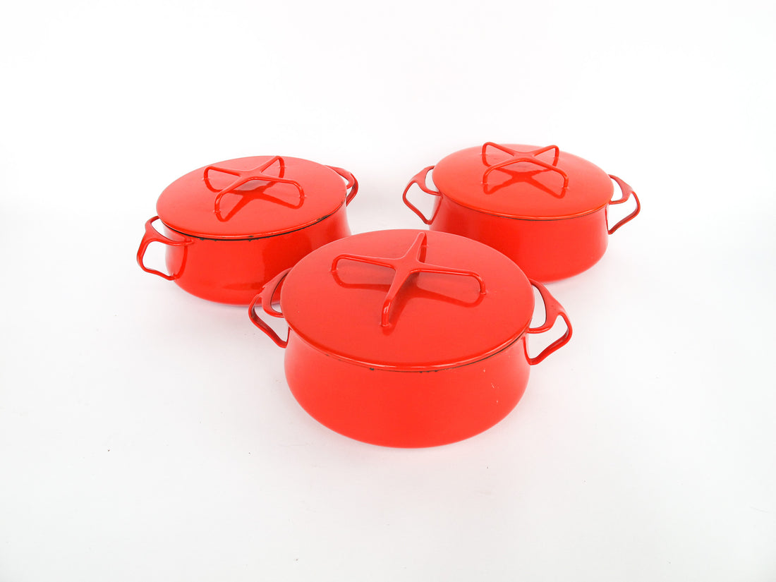 Dansk Red Enameled Cast iron Baking Dishes with Lids (Sold Individually)