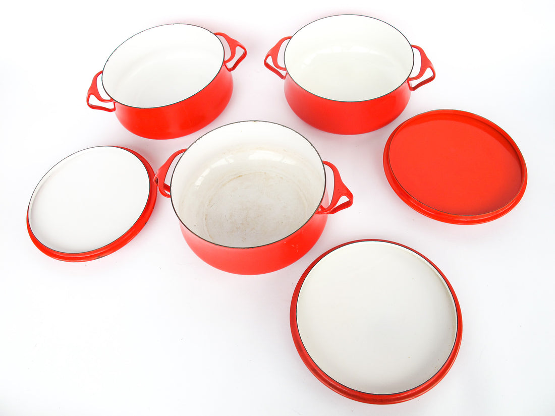 Dansk Red Enameled Cast iron Baking Dishes with Lids (Sold Individually)