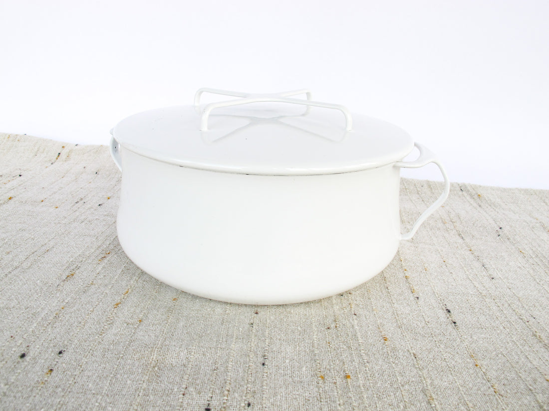 Midcentury White Medium Dansk French Cook Pot with Lid