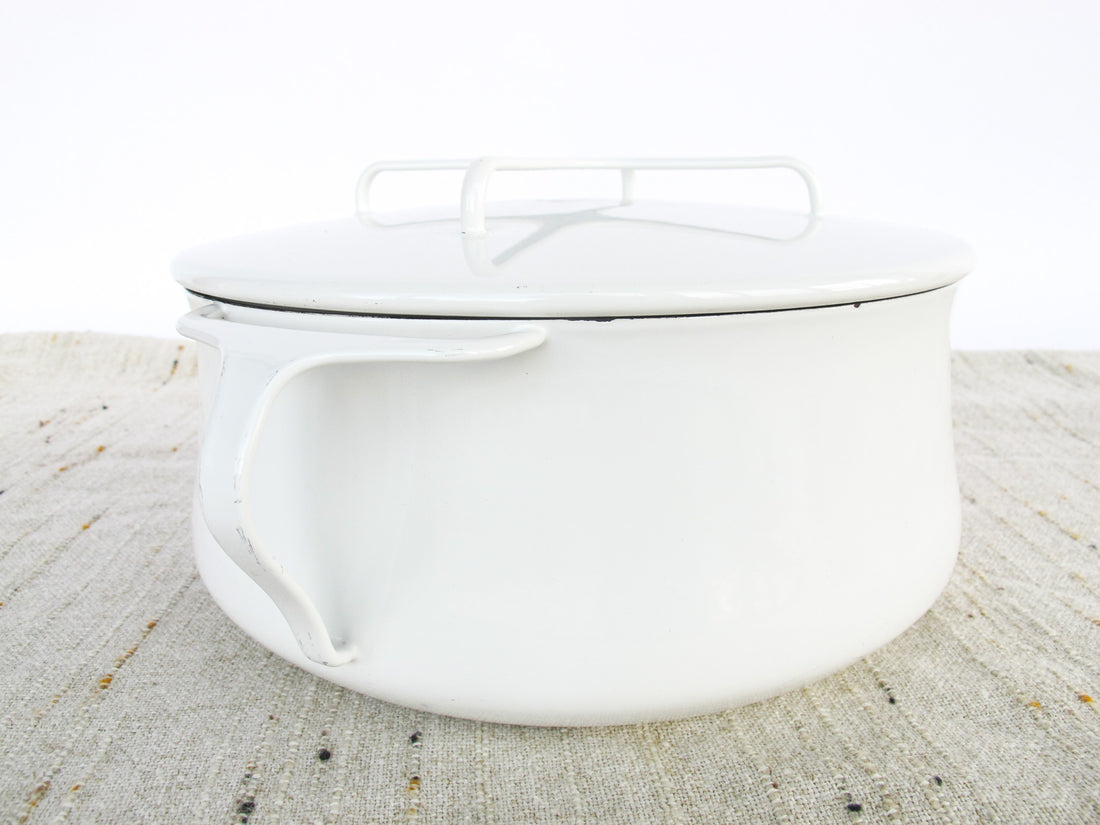 Midcentury White Medium Dansk French Cook Pot with Lid