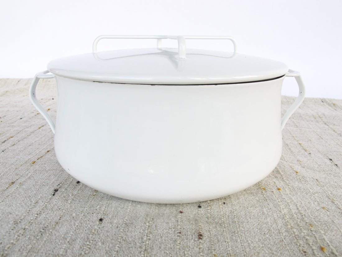 Midcentury White Medium Dansk French Cook Pot with Lid