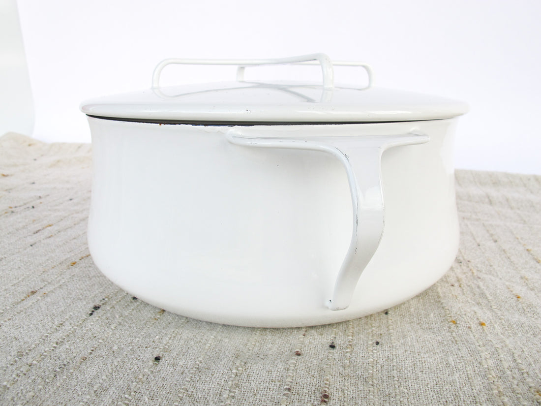 Midcentury White Medium Dansk French Cook Pot with Lid