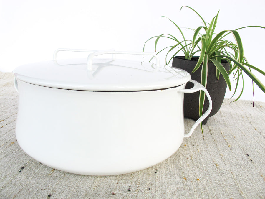 Midcentury White Medium Dansk French Cook Pot with Lid