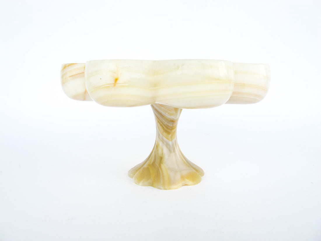 Onyx Stone Carved Pedestal Dish