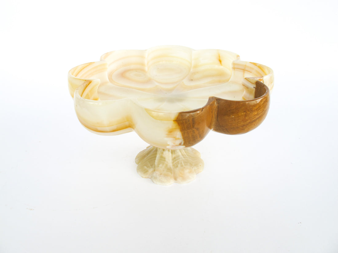 Onyx Stone Carved Pedestal Dish