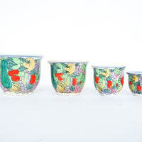 Hand Painted Nesting Ceramic Plant Pots Set of 4