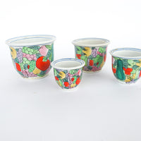 Hand Painted Nesting Ceramic Plant Pots Set of 4