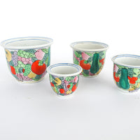 Hand Painted Nesting Ceramic Plant Pots Set of 4