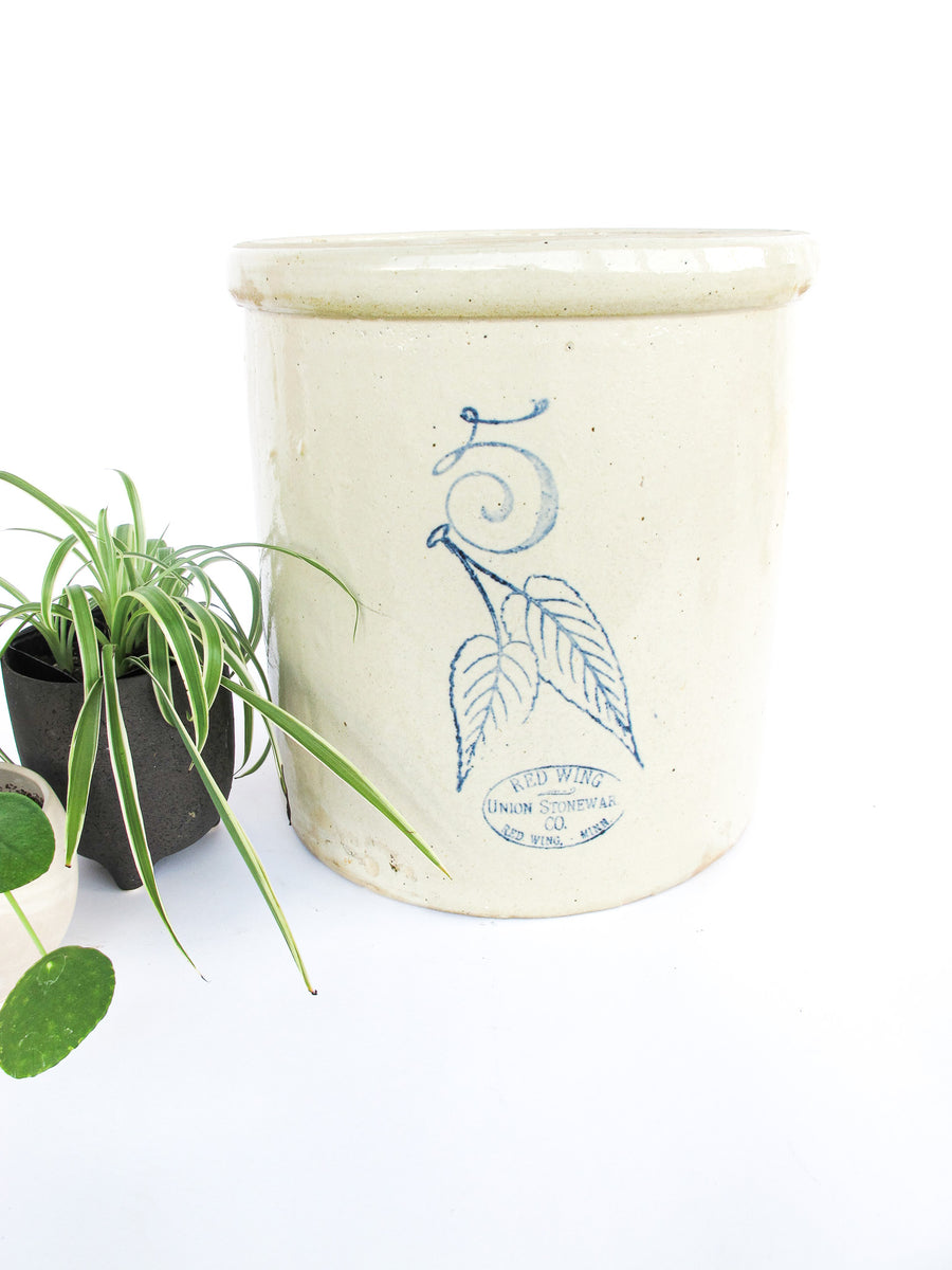 5 gallon ceramic plant pot 5 Gallon Red Wing Pottery Crock from Minnesota – Portland Revibe