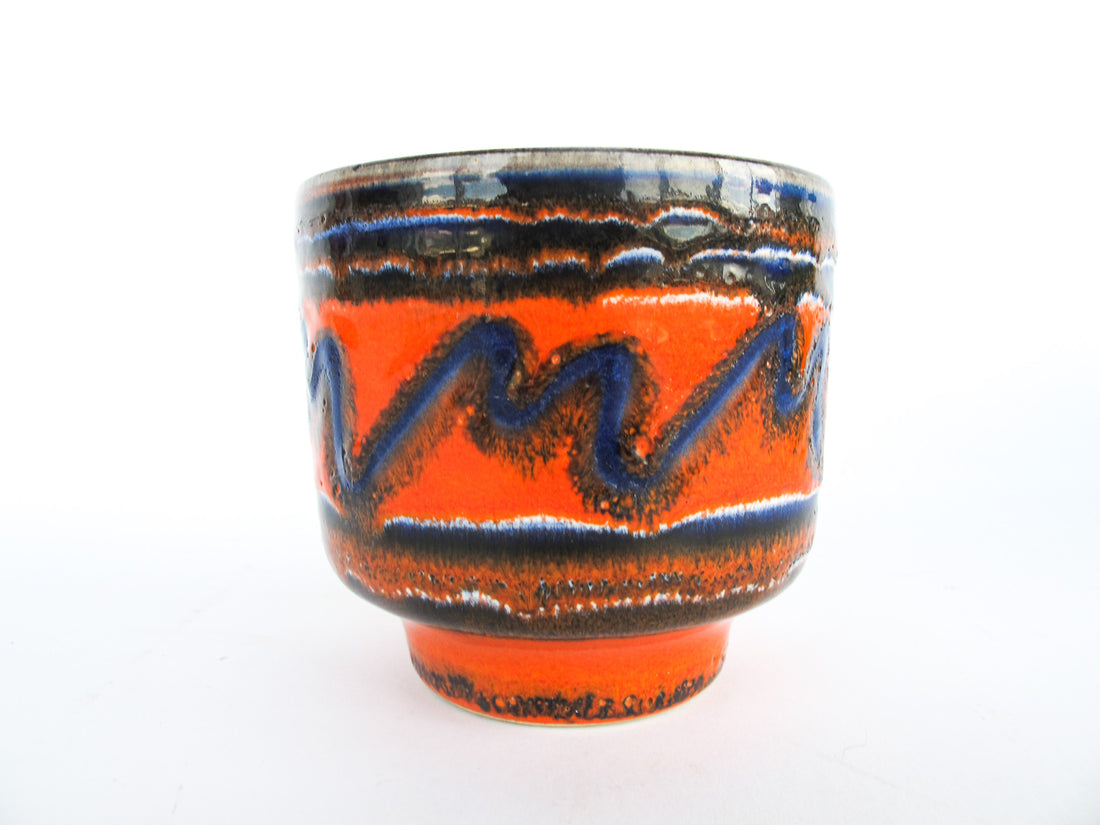 large burnt orange plant pot Volcano Glaze West German and Midcentury Pottery Ceramic Plant Pots (S – Portland Revibe