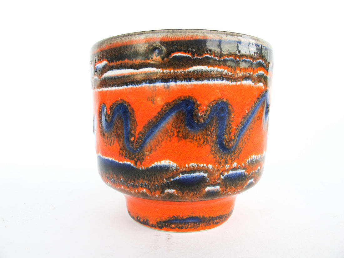 orange pot planter Volcano Glaze West German and Midcentury Pottery Ceramic Plant Pots (S – Portland Revibe
