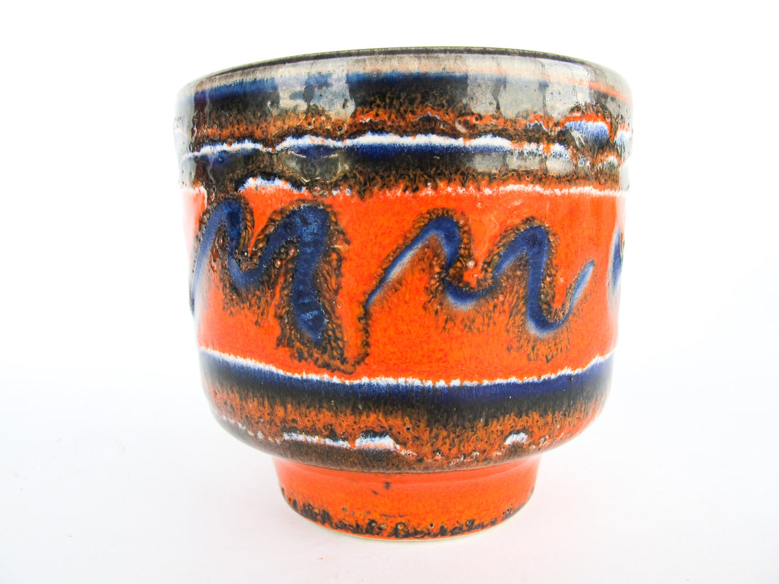 orange ceramic plant pot Volcano Glaze West German and Midcentury Pottery Ceramic Plant Pots (S – Portland Revibe