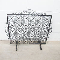 Black Cast Metal Scroll Square Racho Fireplace Screen