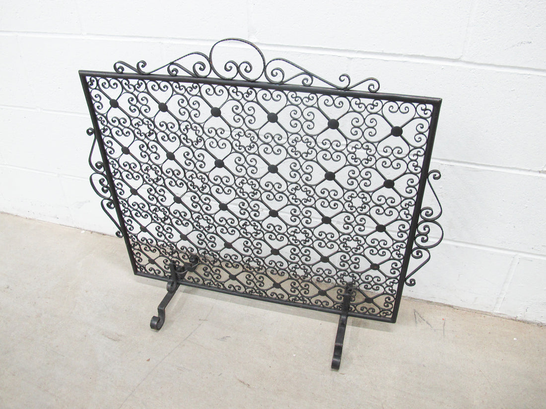 Black Cast Metal Scroll Square Racho Fireplace Screen