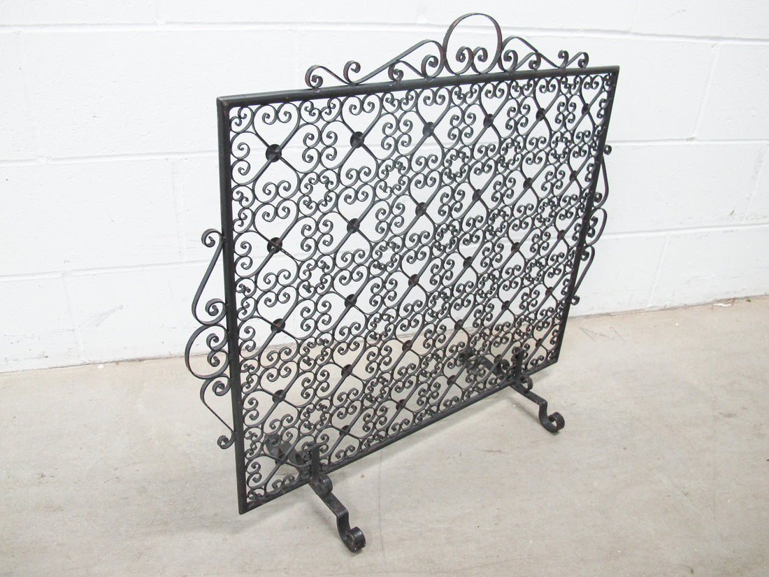 Black Cast Metal Scroll Square Racho Fireplace Screen