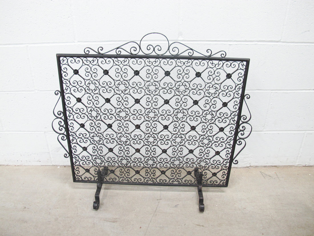 Black Cast Metal Scroll Square Racho Fireplace Screen