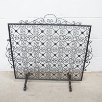 Black Cast Metal Scroll Square Racho Fireplace Screen