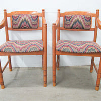 1980s Wood Frame Chairs with Upholstered Cushions