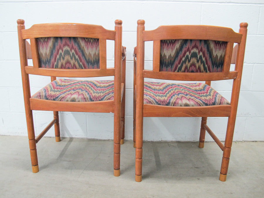 1980s Wood Frame Chairs with Upholstered Cushions