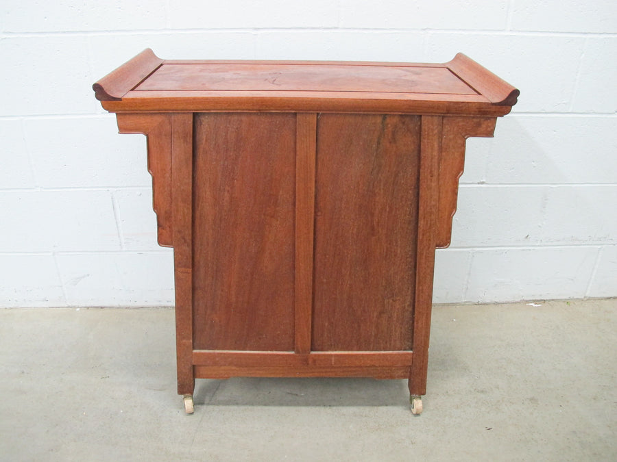 Midcentury  Rolling Wood Bar Cabinet