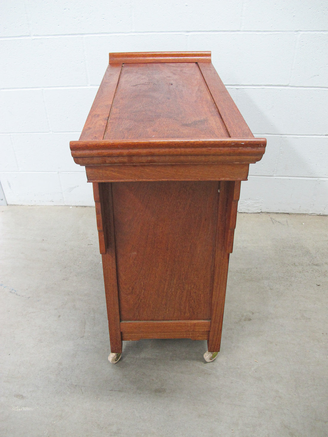 Midcentury  Rolling Wood Bar Cabinet