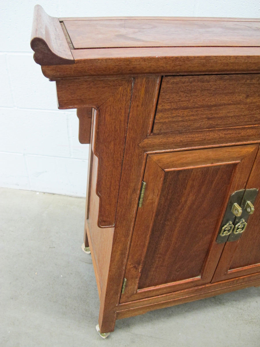 Midcentury  Rolling Wood Bar Cabinet