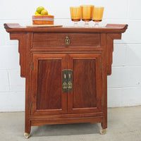 Midcentury  Rolling Wood Bar Cabinet