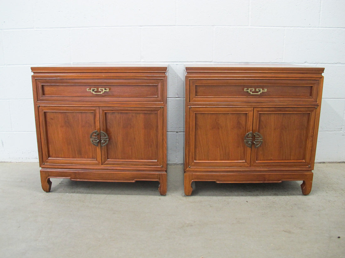 Antique Solid Teak Wood bedside Tables. Asian Design Furniture