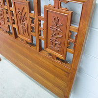 Solid Teak Art Deco Midcentury Bedside Tables Headboard Mirrored Vanity w/Stool (Each Sold Separately)