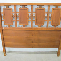 Solid Teak Art Deco Midcentury Bedside Tables Headboard Mirrored Vanity w/Stool (Each Sold Separately)