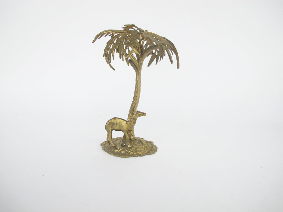 Brass Palm Tree and Camel Jewelry Holder Organizer