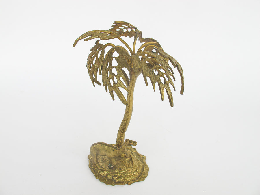 Brass Palm Tree and Camel Jewelry Holder Organizer