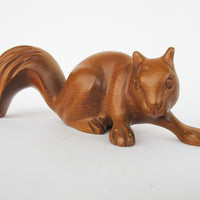 Carved Wood Vintage Squirrel Statue
