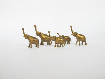 Vintage Solid Mini Brass Elephant Pack (Set of 6)