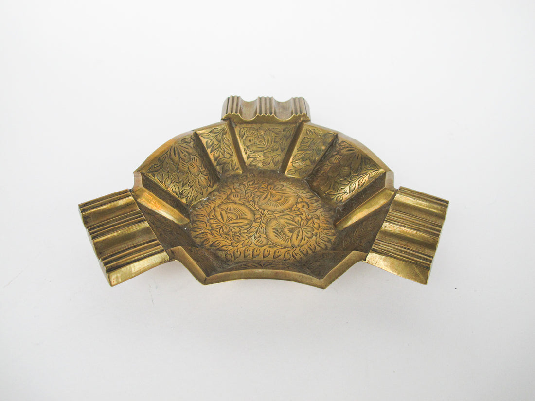 Triangular etched Brass Ashtray