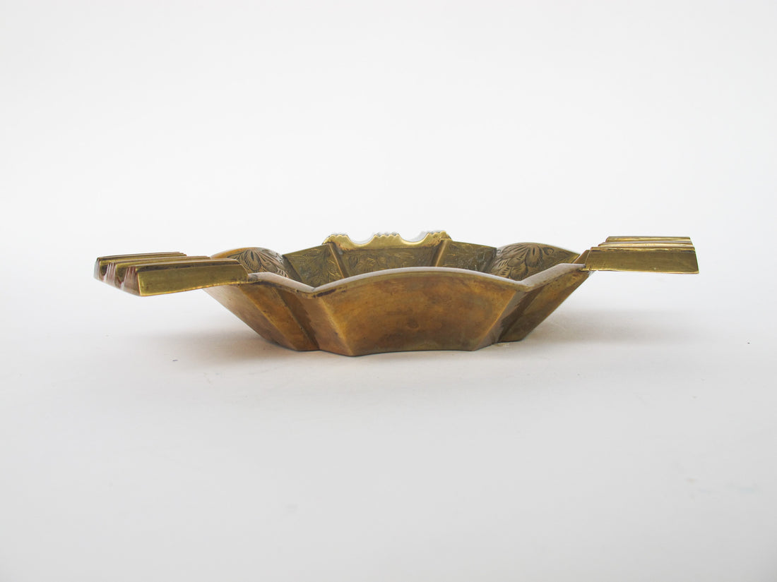 Triangular etched Brass Ashtray