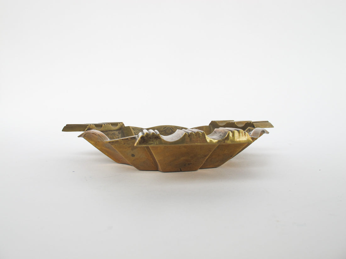 Triangular etched Brass Ashtray