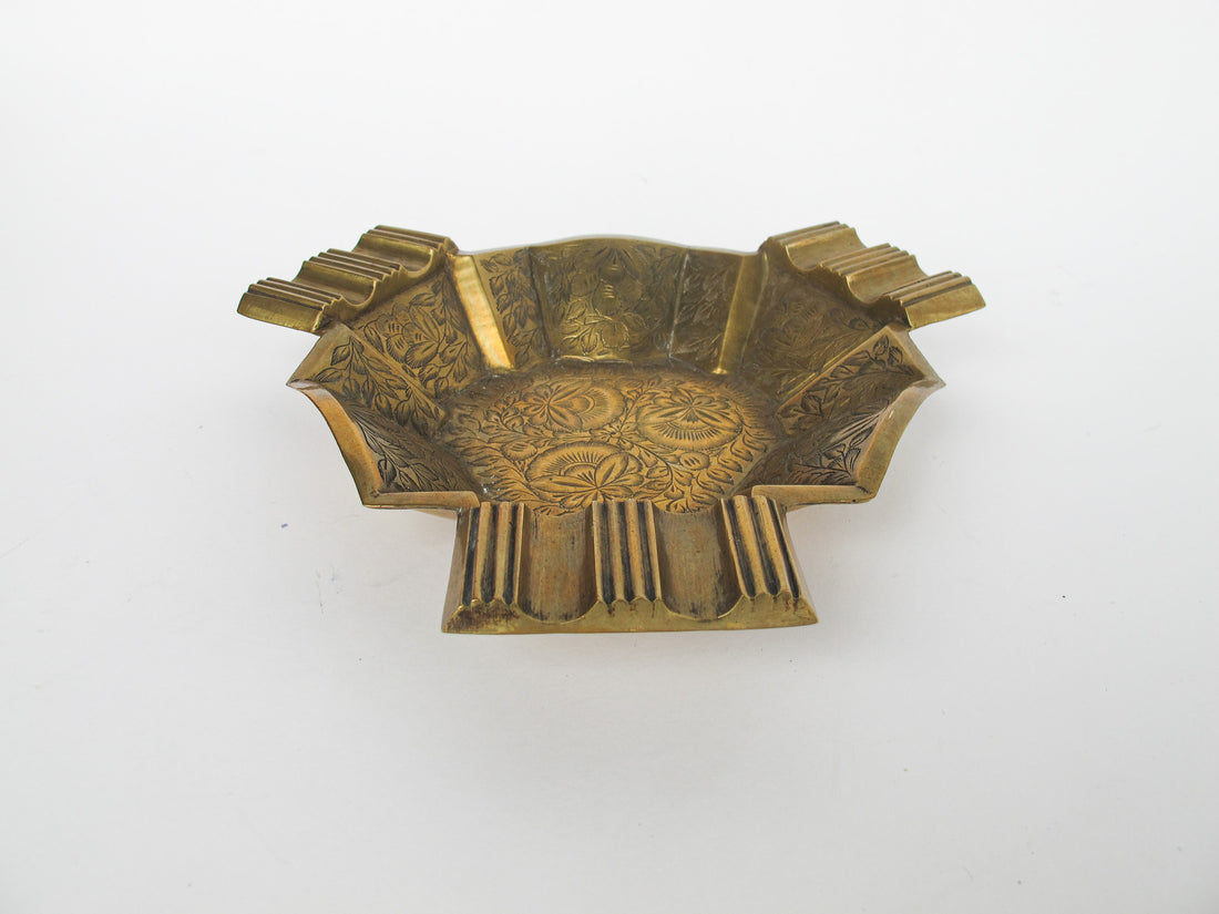 Triangular etched Brass Ashtray