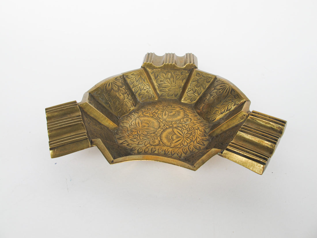 Triangular etched Brass Ashtray